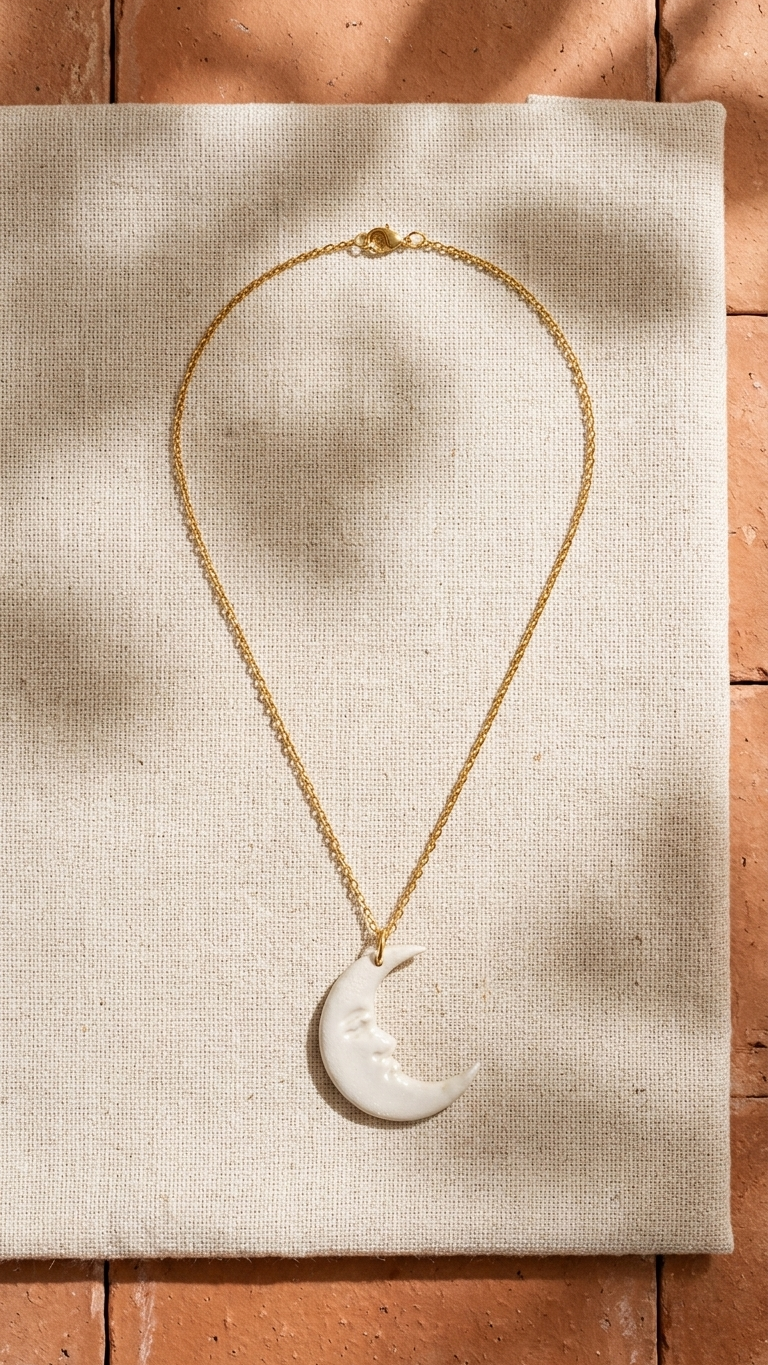 Colgante de Cerámica Artesanal · Luna XL